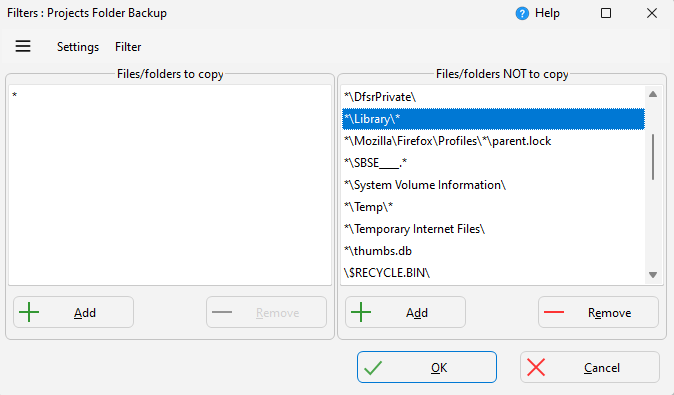 Ignoring anything in folders called &ldquo;Library&rdquo;