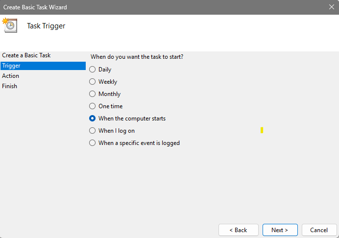 A screenshot of Windows Task Scheduler