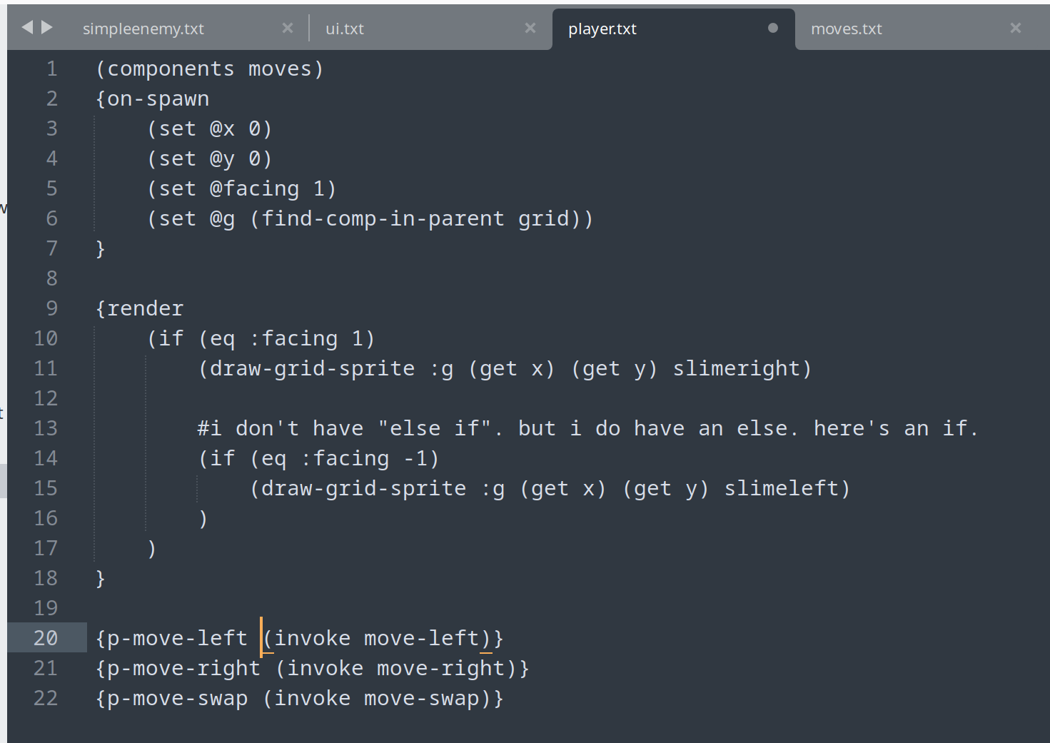 Example of player code.